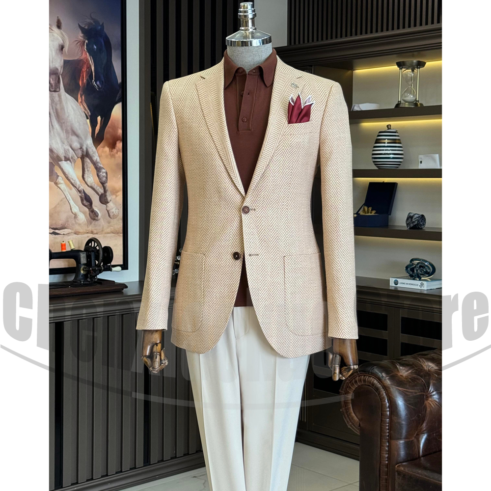 Men Formal Wear 2025 - Fashion Herringbone Men Suits 2 Piece