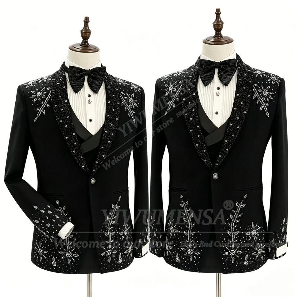 Men Formal Wear With Blazer - Brilliant Crystals Beading Suit Men Formal