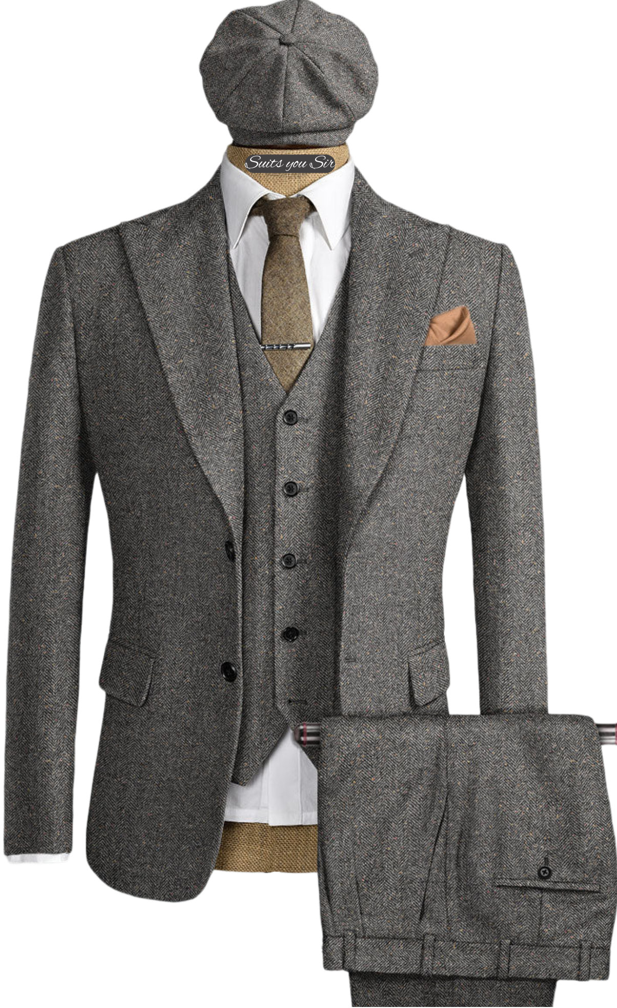 Mens Herringbone Suits 3 Piece - Men'S Formal Wear No Suit avaliação e preço