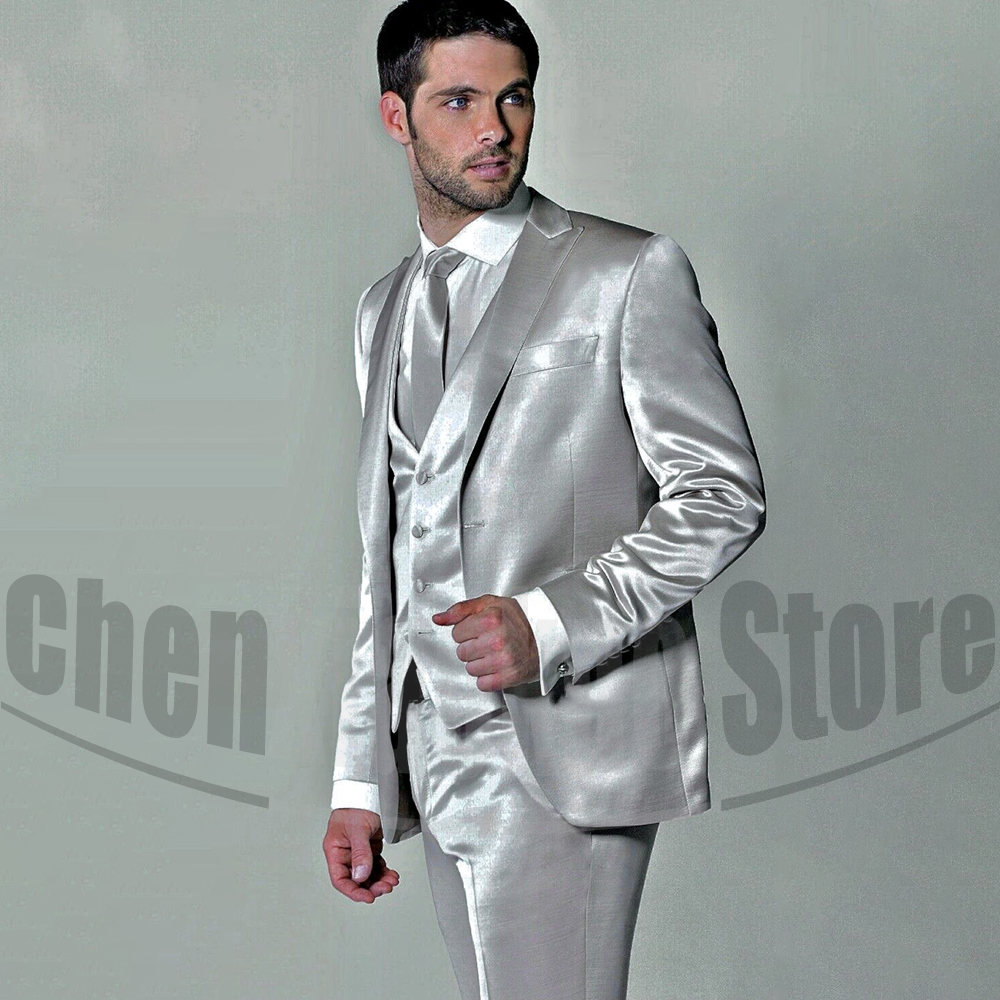 Men's Satin Three Piece Suit S - Men Formal Wear 2025 avaliação e preço