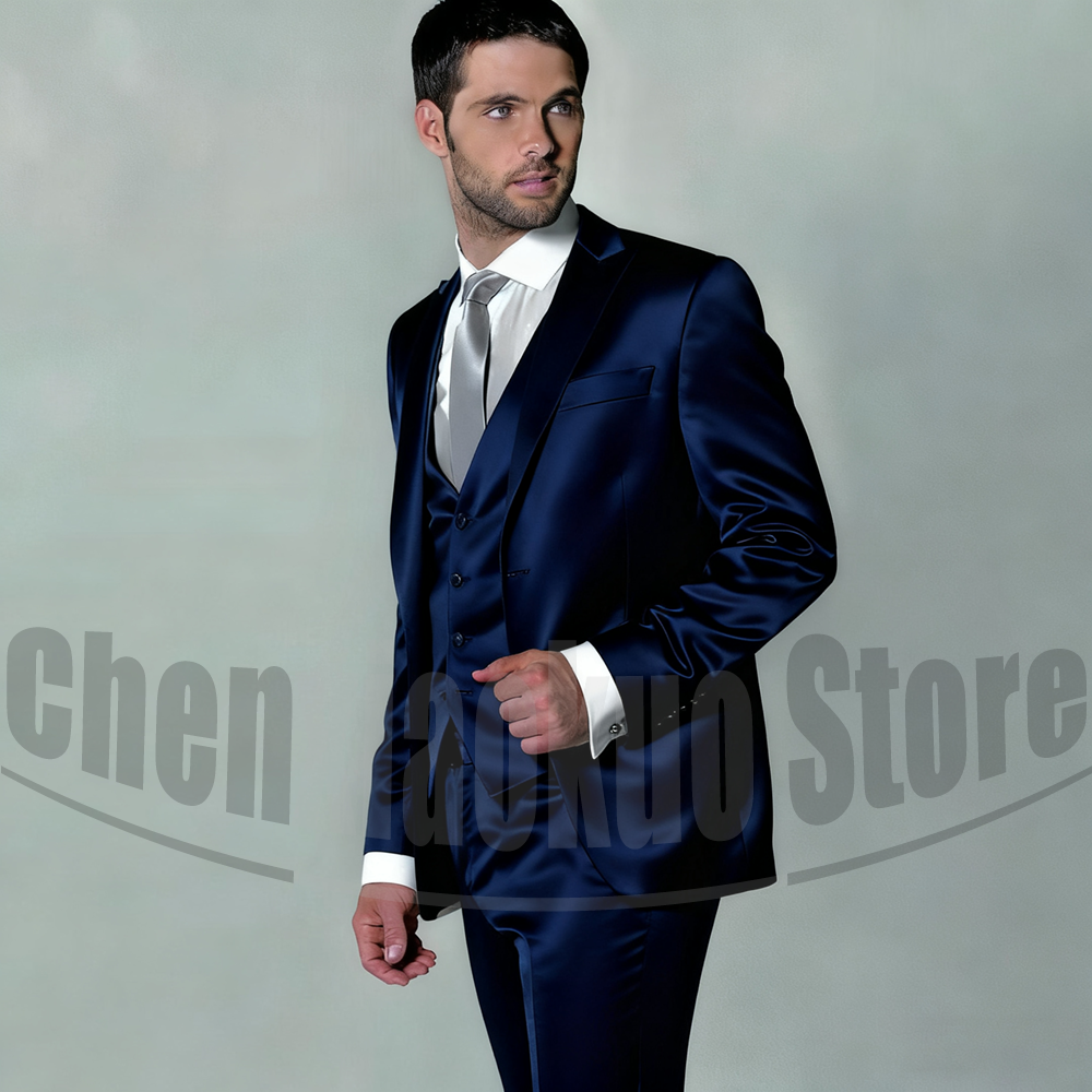 Men's Satin Three Piece Suit S - Men Formal Wear 2025 avaliação e preço
