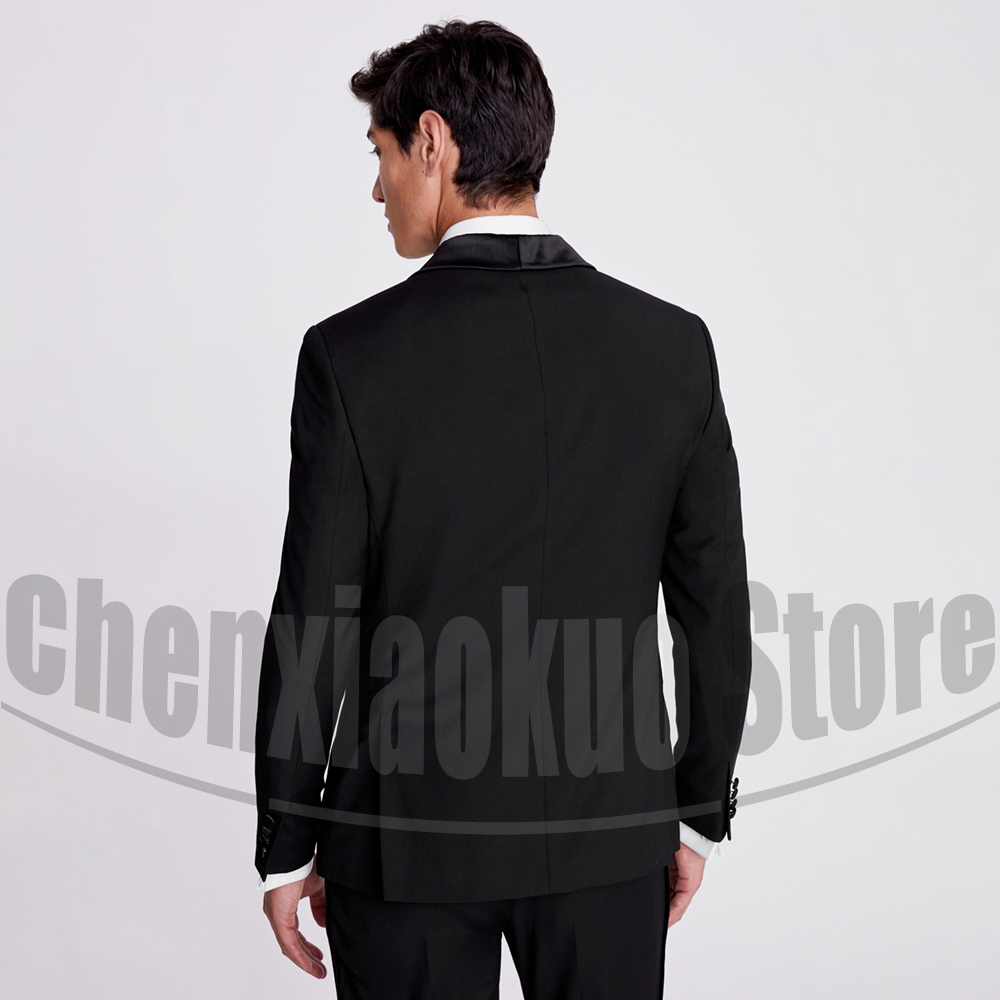 Black Men Suits 2 Piece Fashio - Men Formal Wear With Blazer avaliação e preço