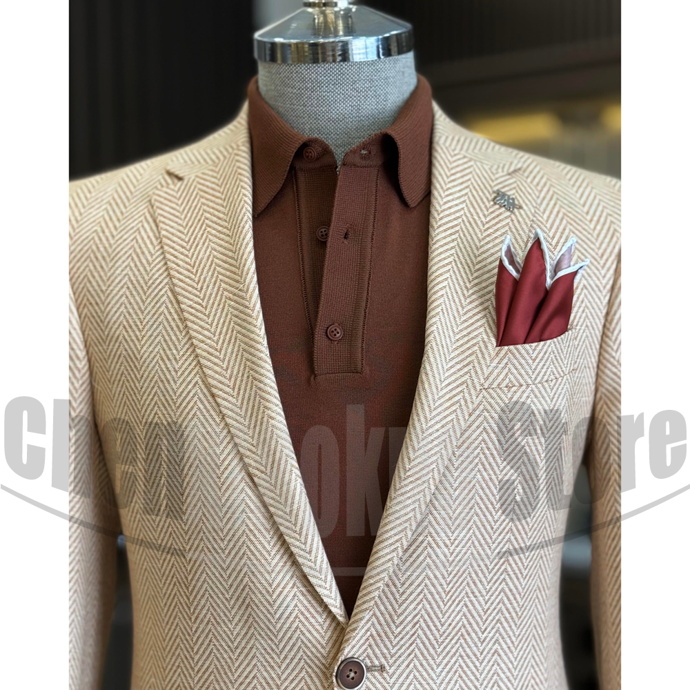 Fashion Herringbone Men Suits  - Men Formal Wear 2025 avaliação e preço