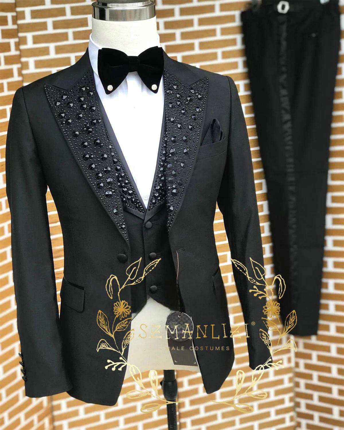 Black Men Suits Luxury Stone C - Men Formal Wear With Blazer avaliação e preço