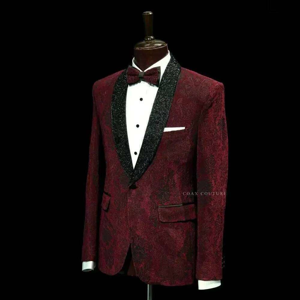 Dark Red Formal Men Suits Jacq - Men'S Formal Wear No Suit avaliação e preço