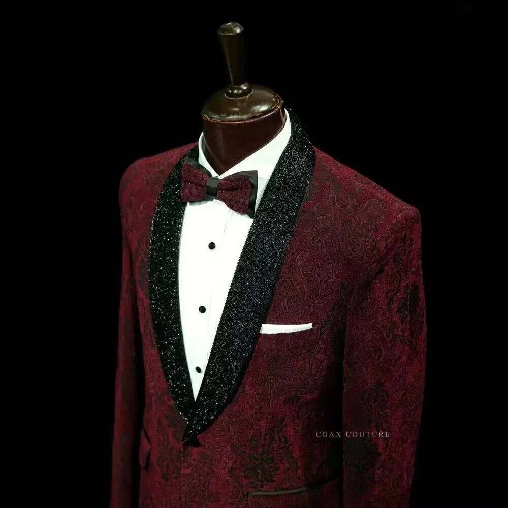Dark Red Formal Men Suits Jacq - Men'S Formal Wear No Suit avaliação e preço