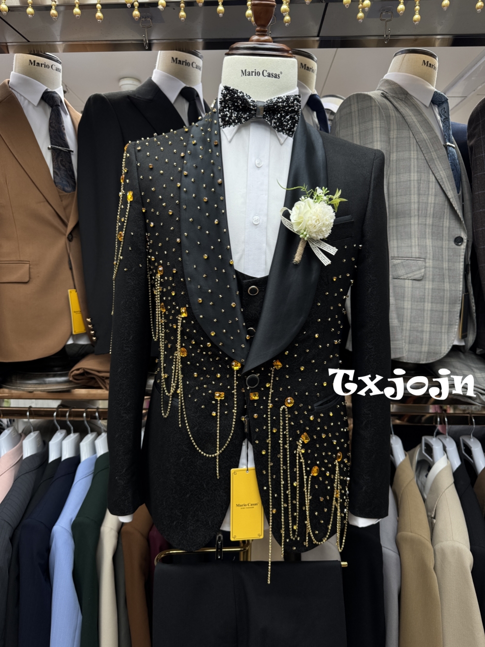 New Golden Beaded Tassel Suit  - Men Formal Wear With Blazer avaliação e preço