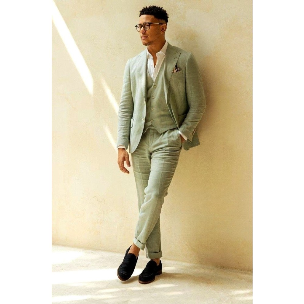 Sage Green Linen Wedding Suits - Men'S Formal Wear No Suit avaliação e preço
