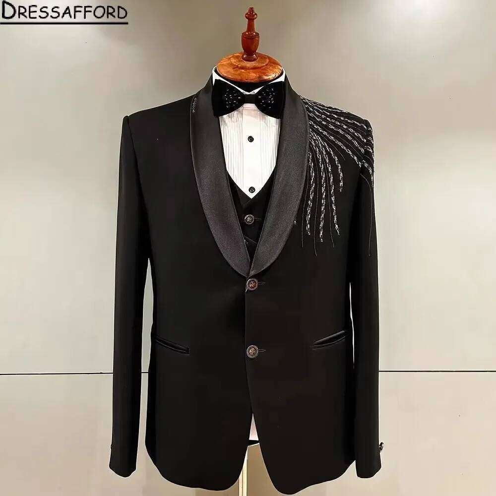 Crystal Beading Groom Wedding  - Men'S Formal Wear No Suit avaliação e preço