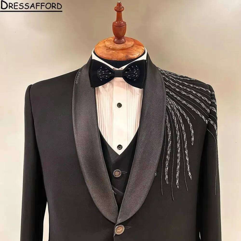 Crystal Beading Groom Wedding  - Men'S Formal Wear No Suit avaliação e preço