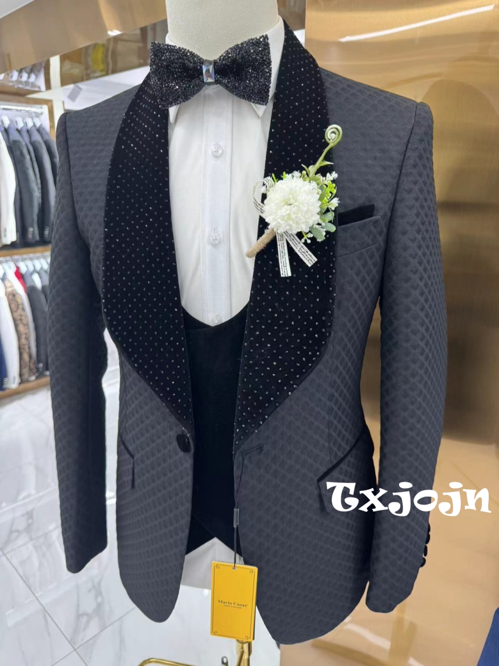 New Luxurious Beaded Tuxedo 3  - Men Formal Wear With Blazer avaliação e preço