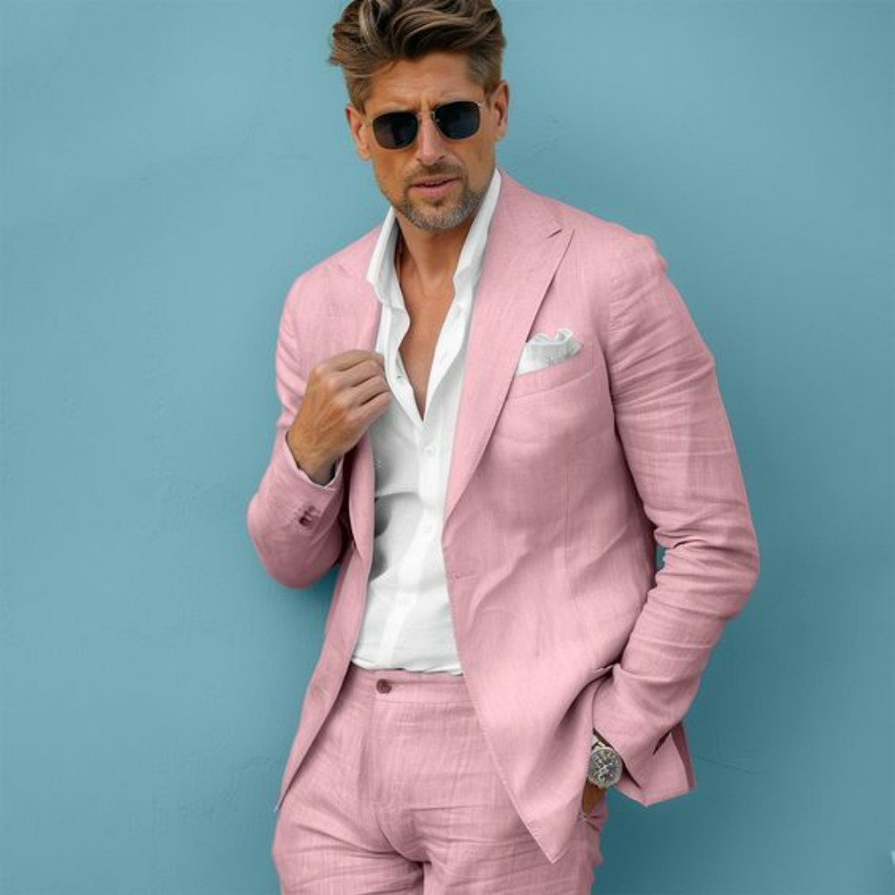 Linen Wedding Men Suits Slim F - Men'S Formal Wear No Suit avaliação e preço