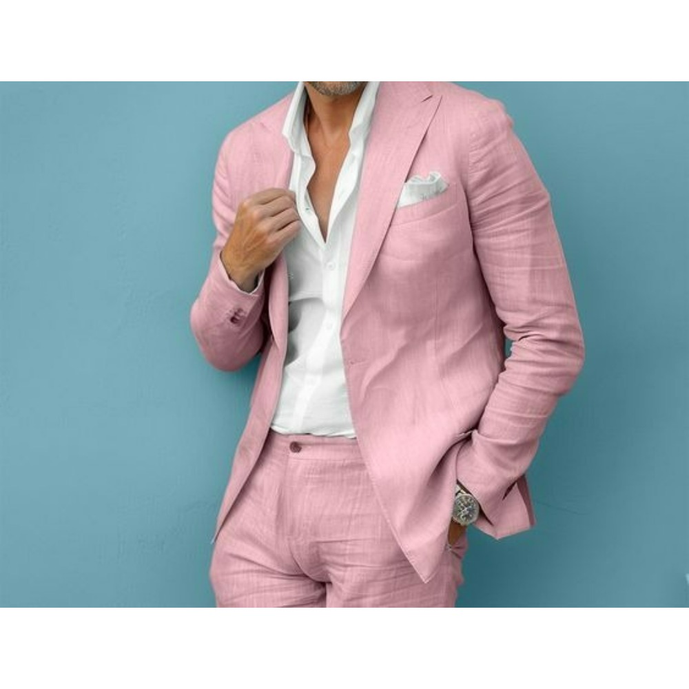 Linen Wedding Men Suits Slim F - Men'S Formal Wear No Suit avaliação e preço