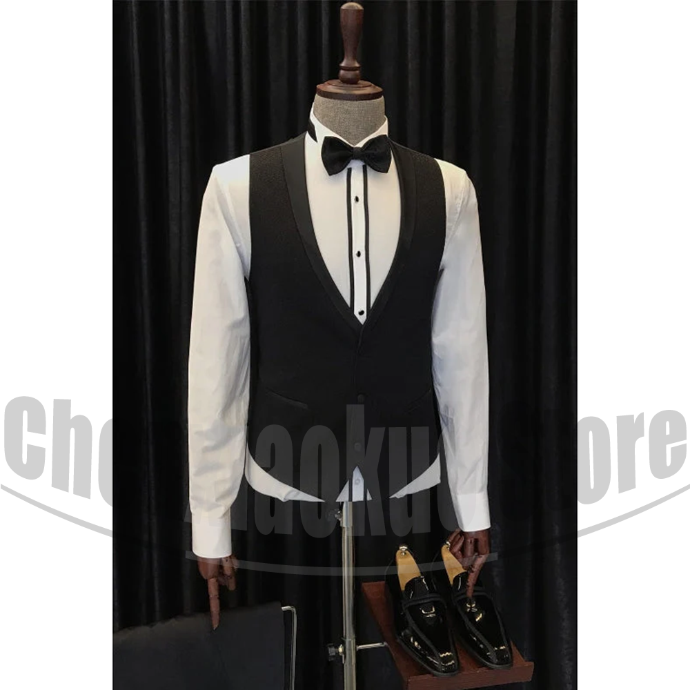 Black Men Suits Chic Shawl Lap - Men Formal Wear 2025 avaliação e preço