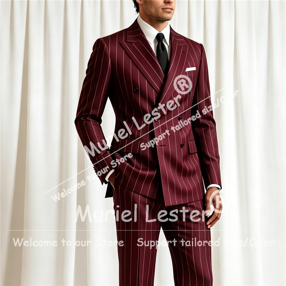 Elegant Stripes Suit Men 2 Pie - Men Formal Wear With Blazer avaliação e preço