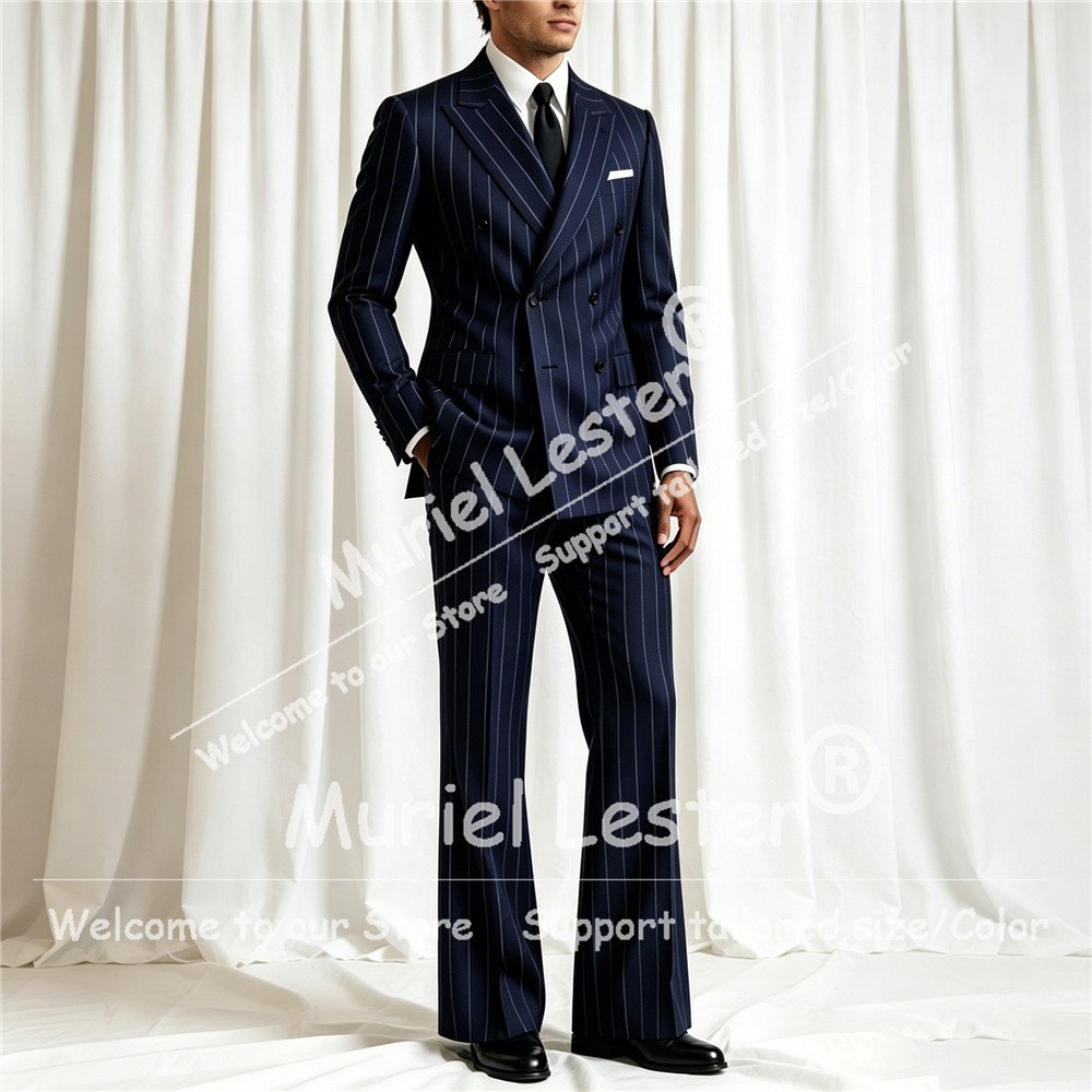Elegant Stripes Suit Men 2 Pie - Men Formal Wear With Blazer avaliação e preço