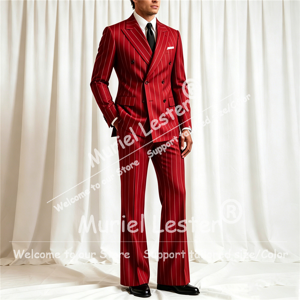 Elegant Stripes Suit Men 2 Pie - Men Formal Wear With Blazer avaliação e preço