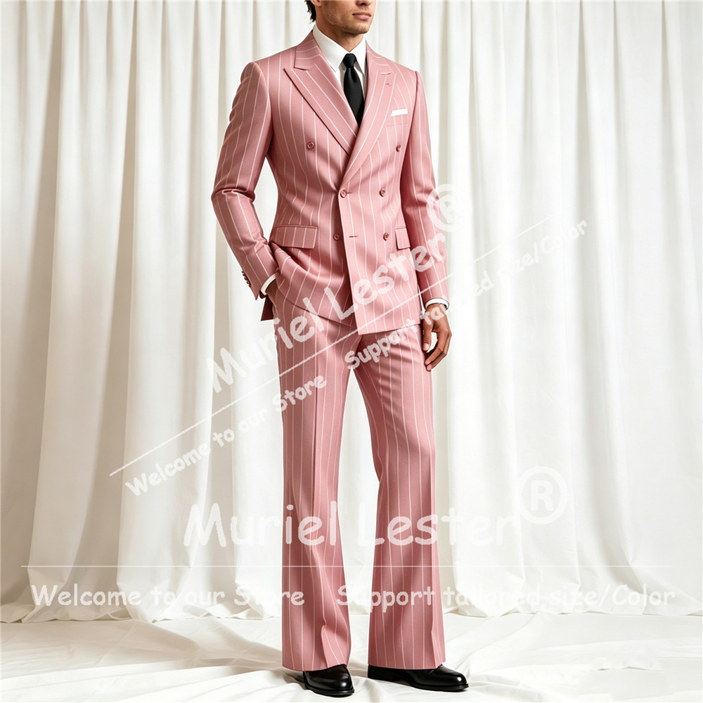 Elegant Stripes Suit Men 2 Pie - Men Formal Wear With Blazer avaliação e preço