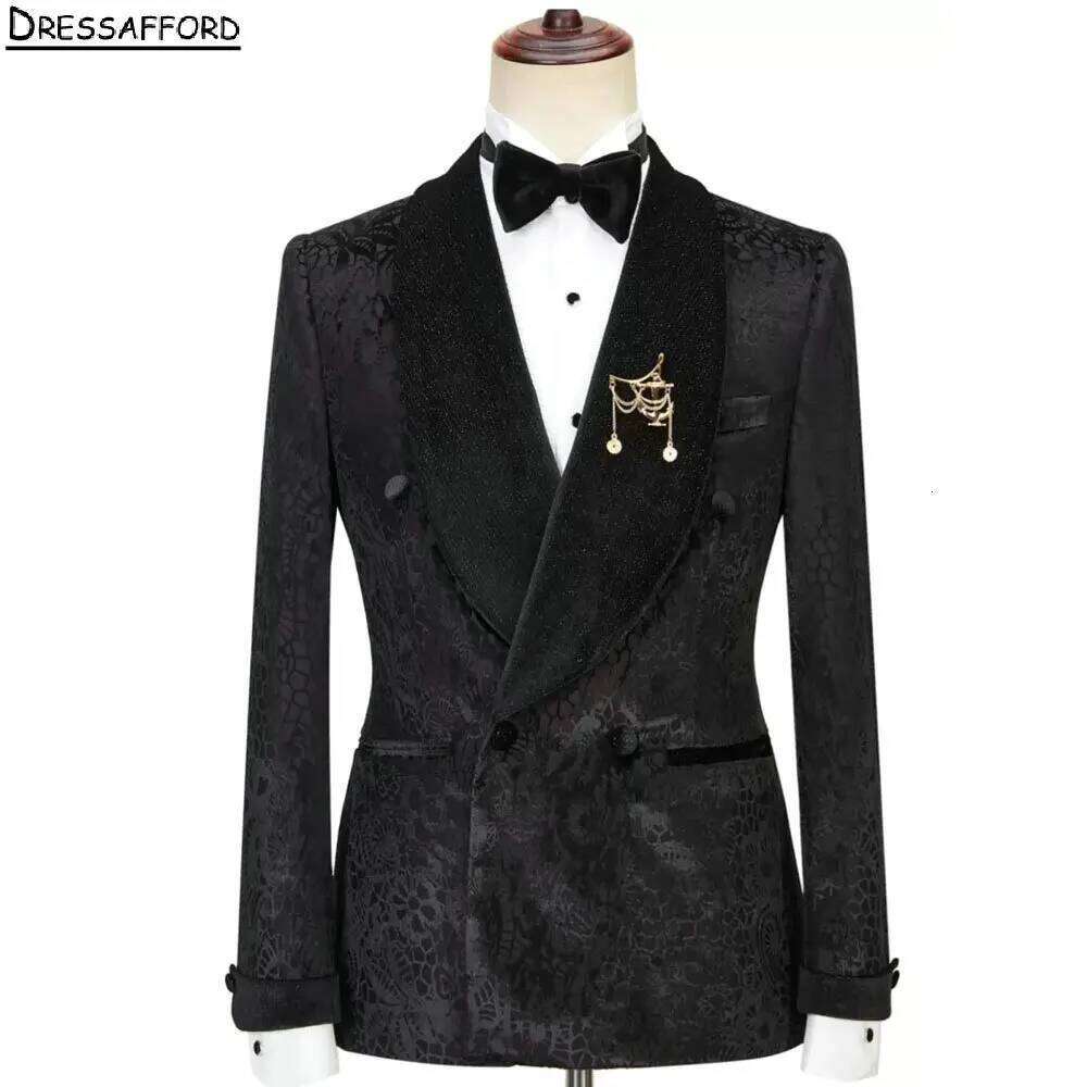 Black Formal Jacquard Men Busi - Men'S Formal Wear No Suit avaliação e preço