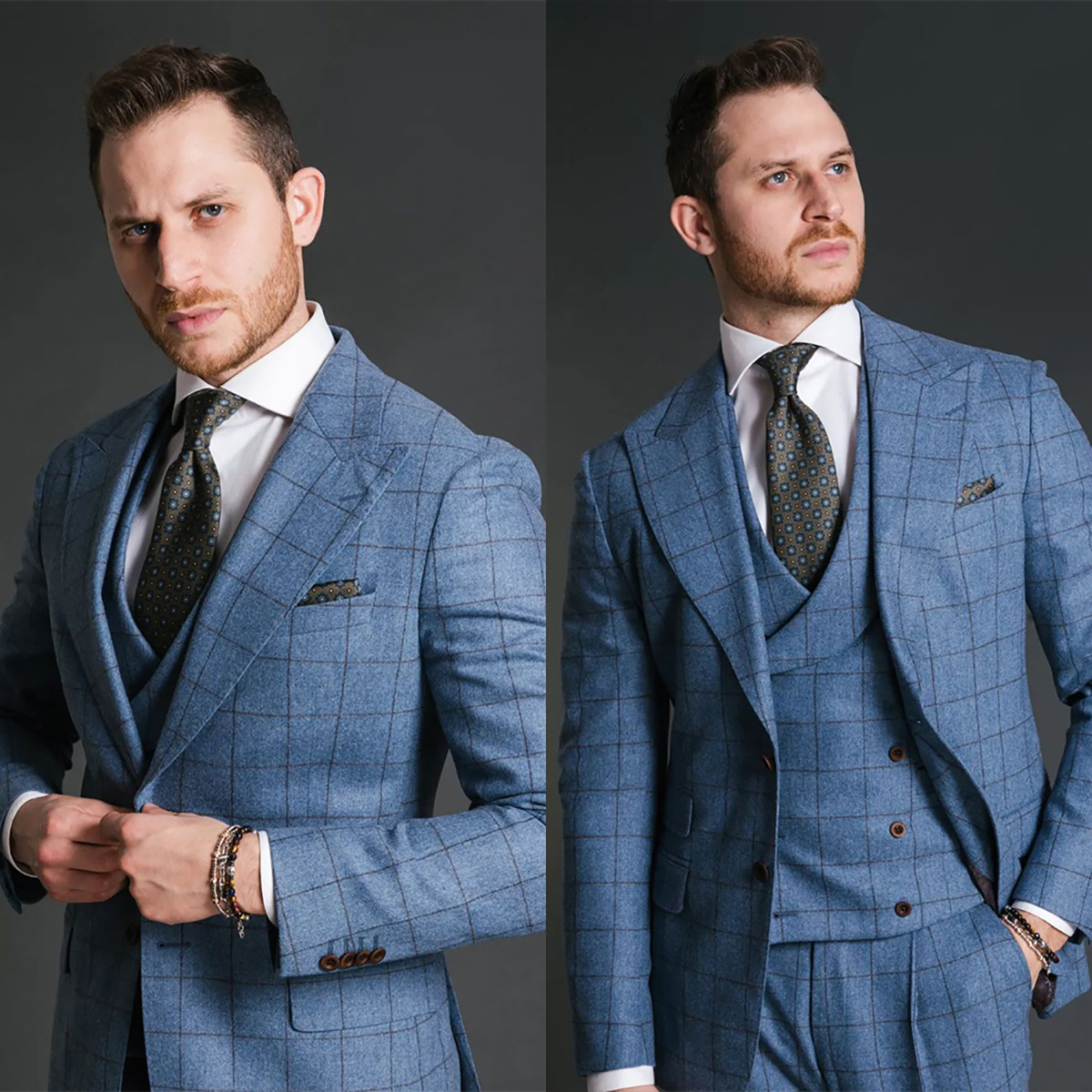 Blue Vintage Men Suit Tailor-M - Men Formal Wear With Blazer avaliação e preço