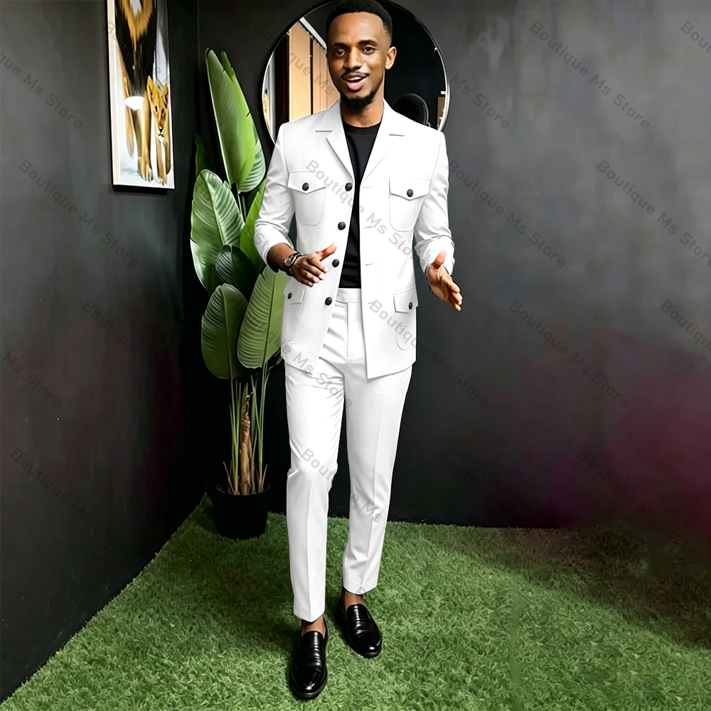 Men Safari Suit Two Piece Set  - Men Formal Wear With Blazer avaliação e preço