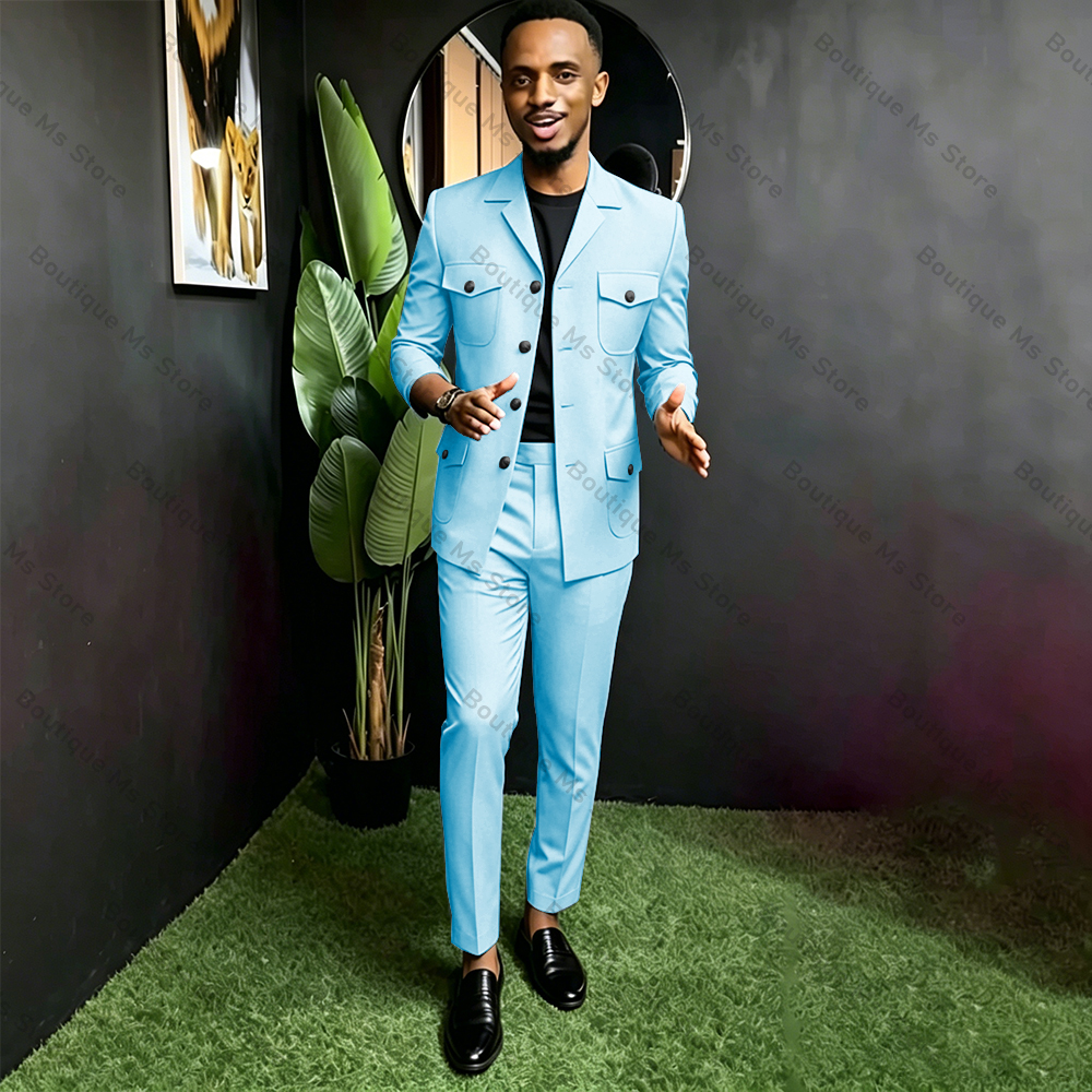 Men Safari Suit Two Piece Set  - Men Formal Wear With Blazer avaliação e preço