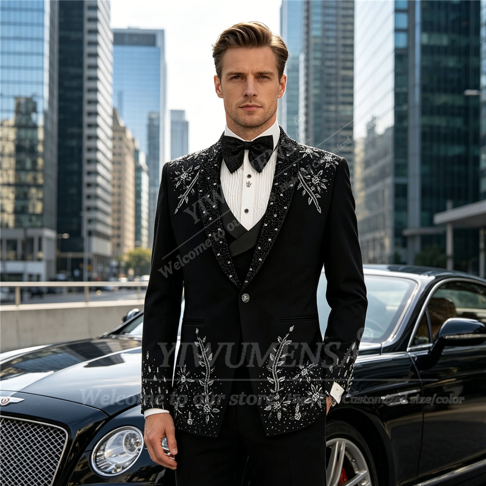 Brilliant Crystals Beading Sui - Men Formal Wear With Blazer avaliação e preço
